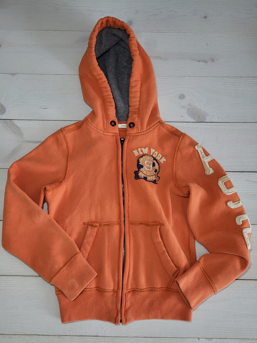 Y2K Abercrombie Kid's Sweatshirt Zip-Up Hoodie Cotton Blend New York Logo.